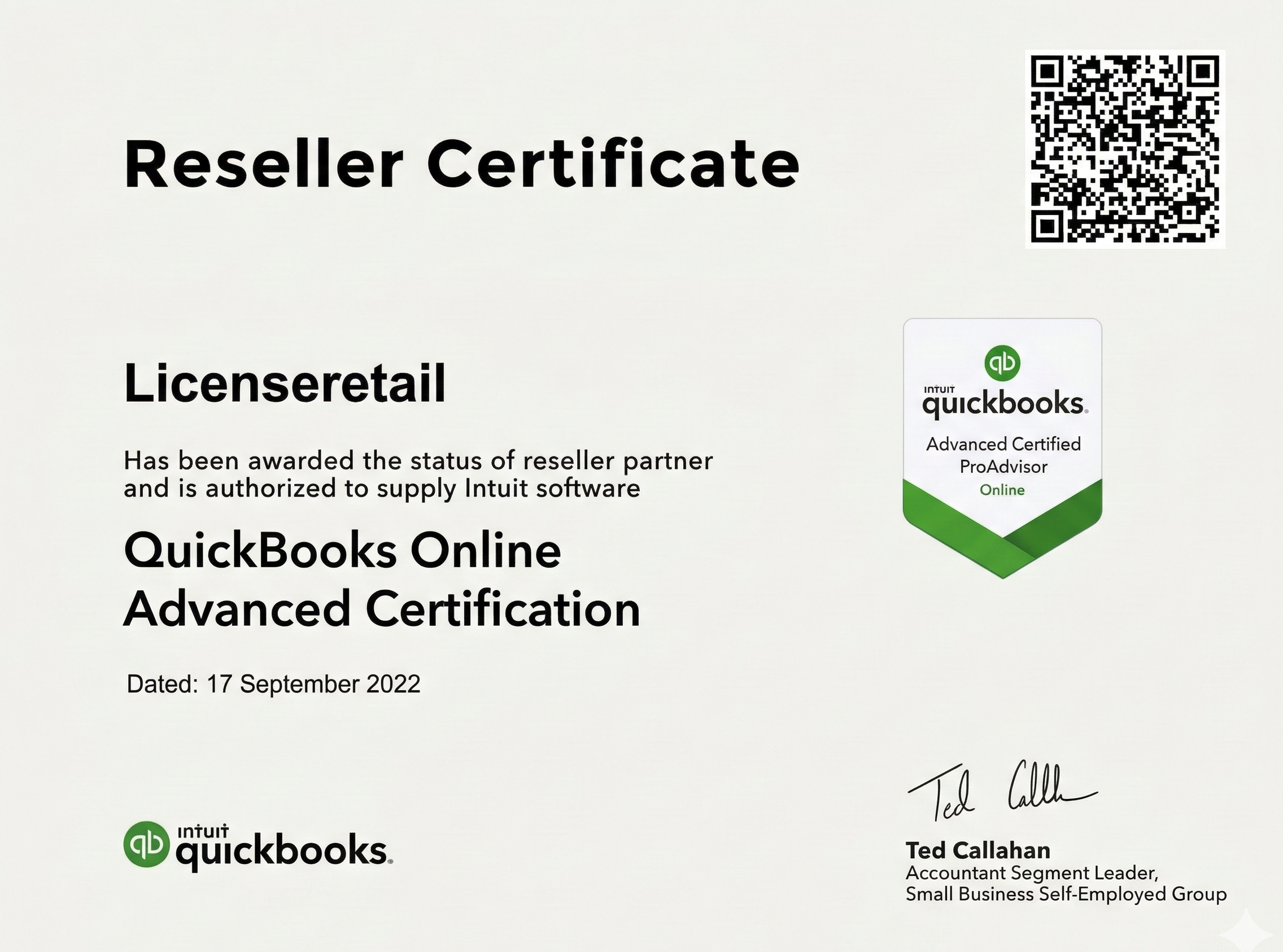 LicenseRetail trust certificate or badge